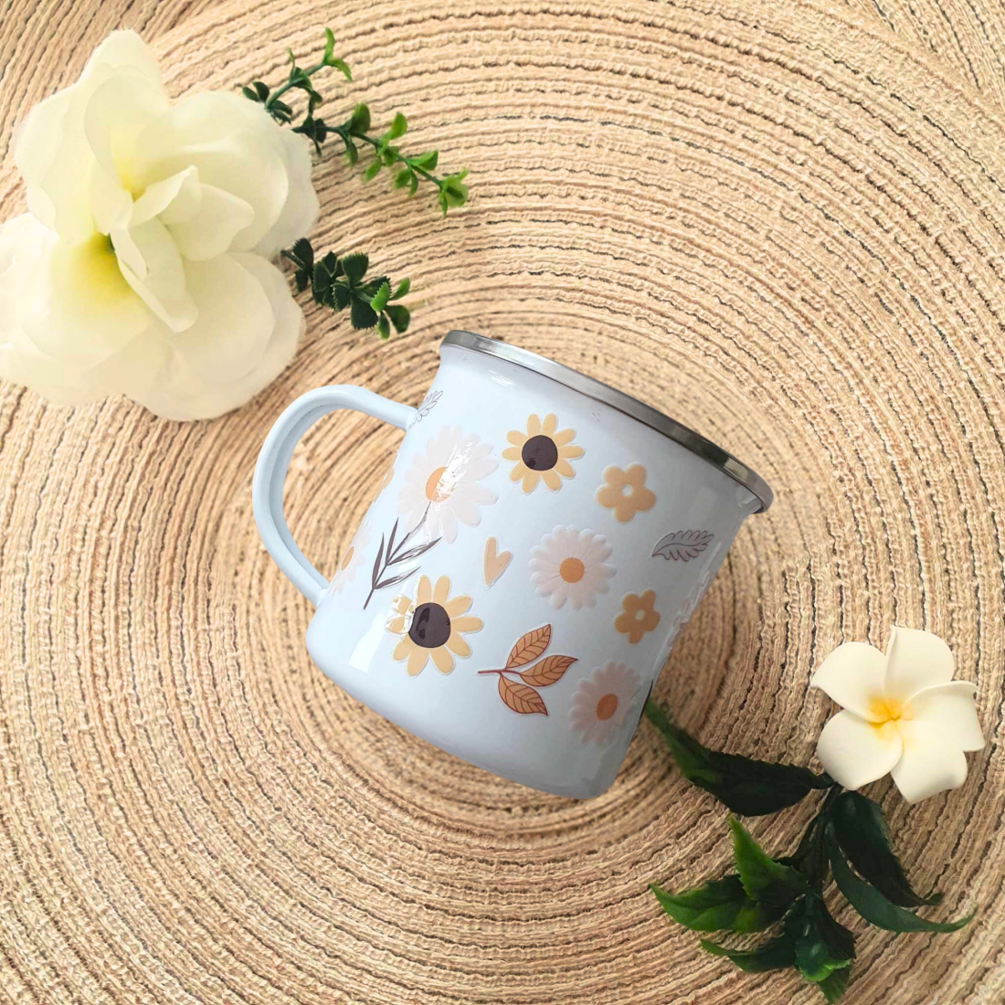 Tasse acier fleurs printemps